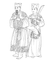 A coloring page of chinese clothing